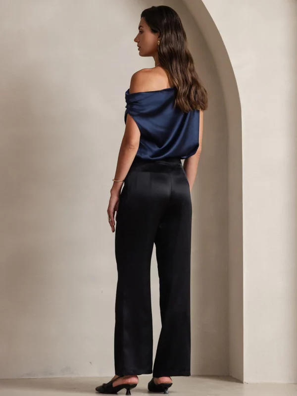 19Momme Women's mulberry Silk High Waist Wide Leg Pants