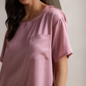100% mulberry Silk Short Sleeve Round Neck Women's Pajamas Set - Image 8