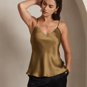 19Momme 100% mulberry Silk Spaghetti Strap V Neck Camisoles - Image 8