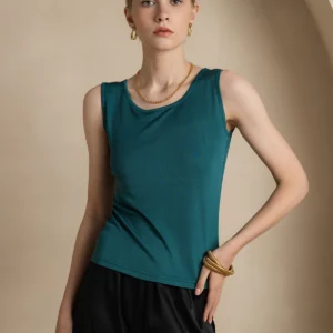 19Momme 100% mulberry Silk Sleeveless Round Neck Women's Tank Top - Image 7
